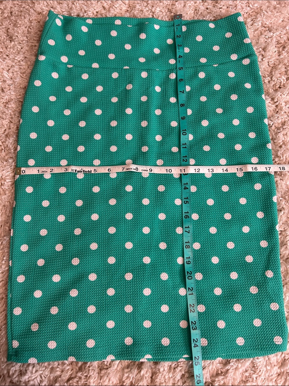 LuLaRoe Teal Green Polka Dot Pencil Skirt - Picture 2 of 4